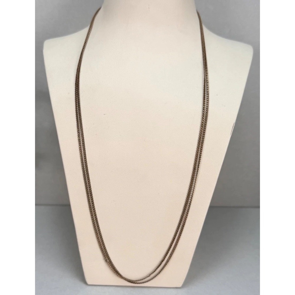 Vintage Gold Filled Double Curb Link  Chain Necklace Layered Minimalist 24 Inch